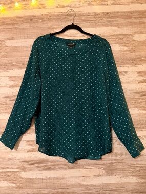 Banana Republic Teal Polka Dot Long Sleeve Blouse